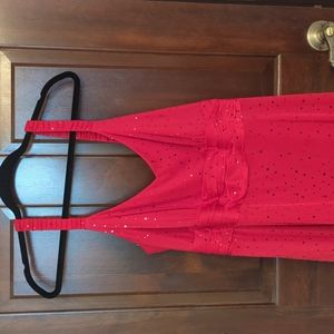 Red strappy chiffon party dress with sparkle Size 16